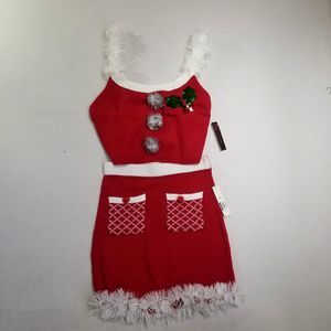 Ladies Juniors Teen No Boundaries 2 Pc Christmas Sweater Skirt Set Sz L NEW